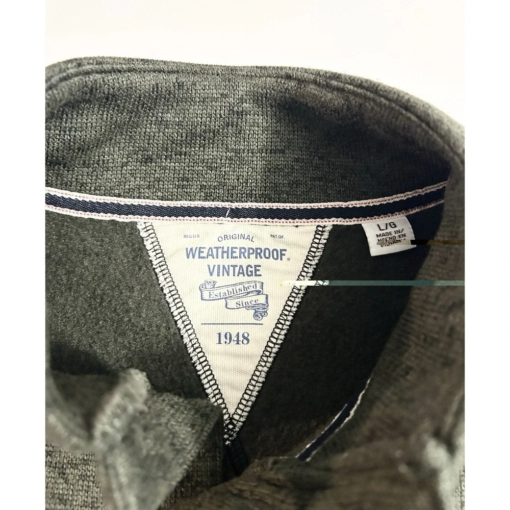 Weatherproof‎ Vintage Men's Fleece Henley Pullover Gray 3‑Button Size Large